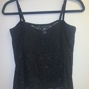 Black lace tank top with built-in bra support// size 36B